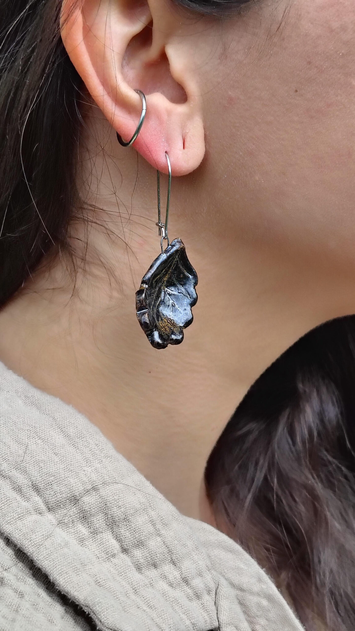 Boucles d'oreilles feuilles de chêne – Image 11