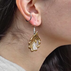 Boucles d'oreilles feuilles de chêne – Image 6
